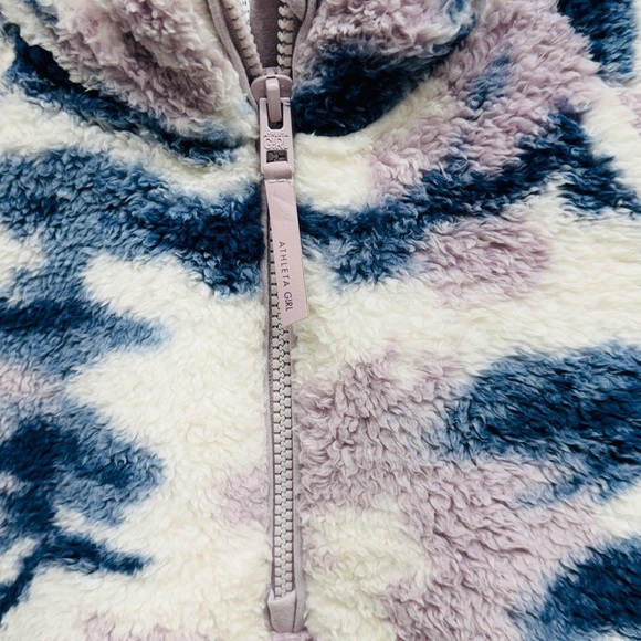 Athleta Girl XXL So Snug Sherpa Printed Half Zip Sweatshirt Thumb Hole Cozy Soft - Picture 9 of 9